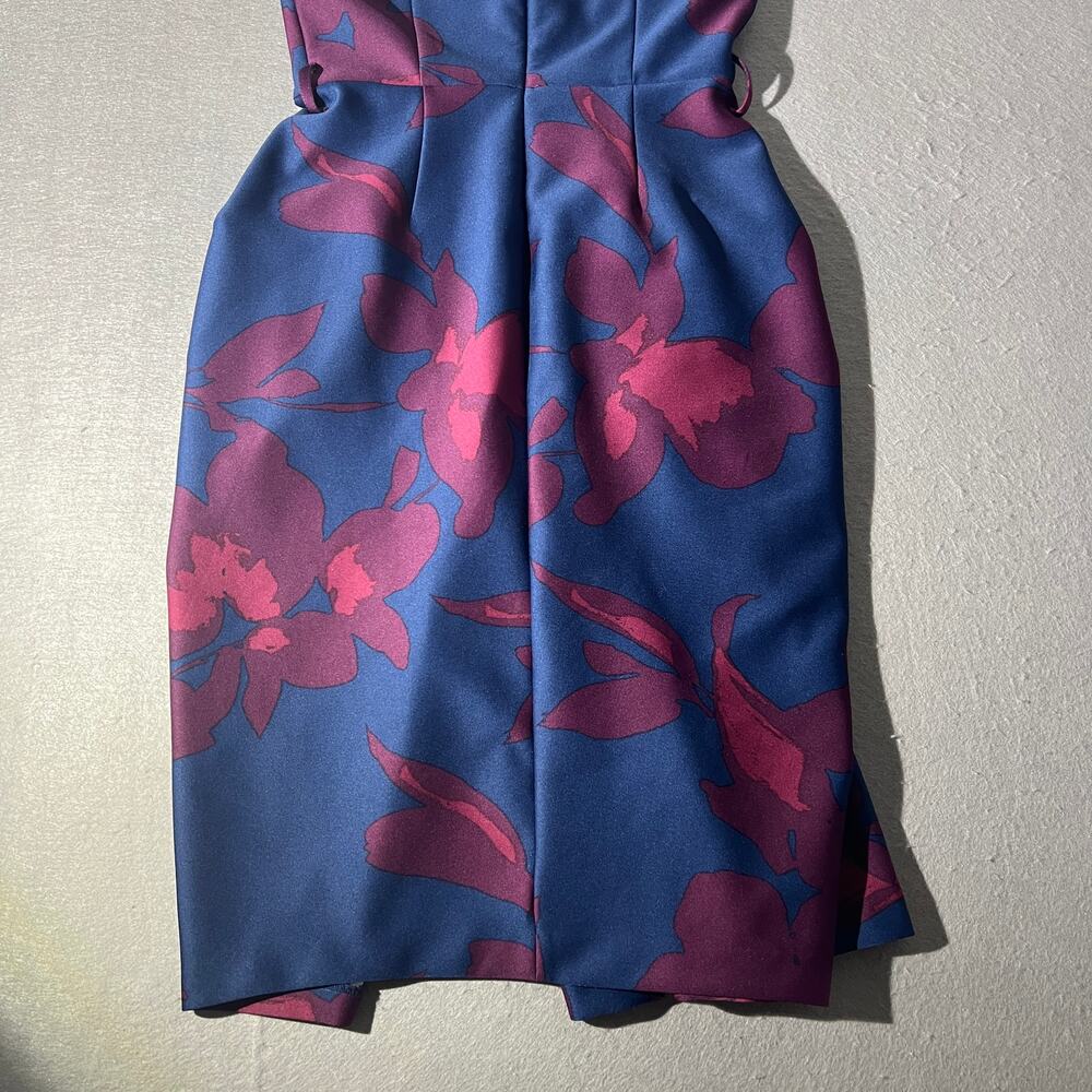 Donna Karan New York Floral Fit & Flare Dress Blue Magenta Size 8 - Picture 16 of 16